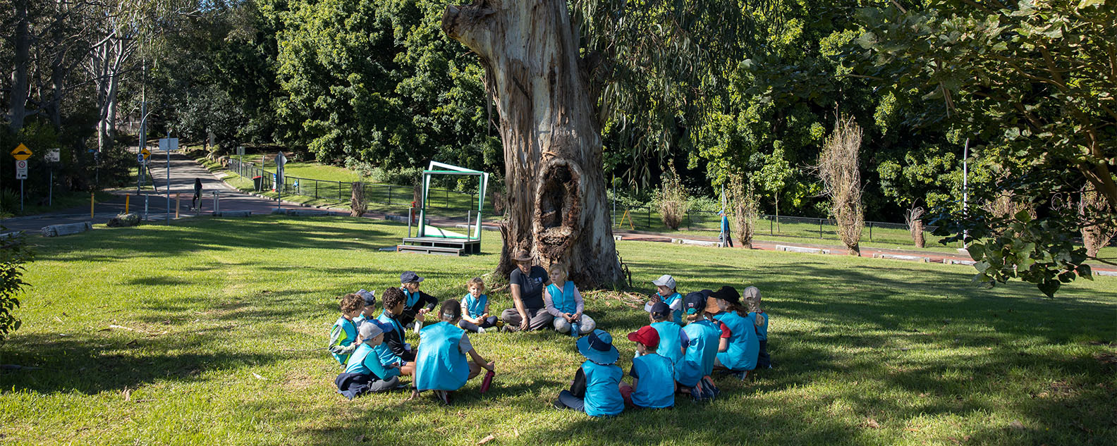 Kids playing in circle.