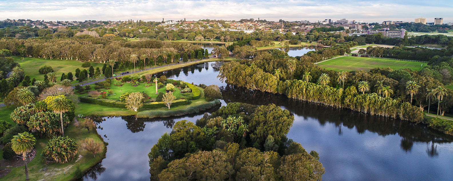 Aerial view of Sydney parklands