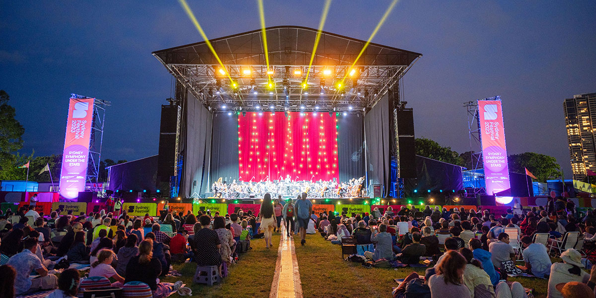 Outdoor theatre at night in park