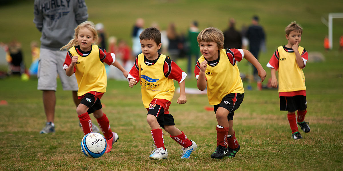 Boys playing soccer