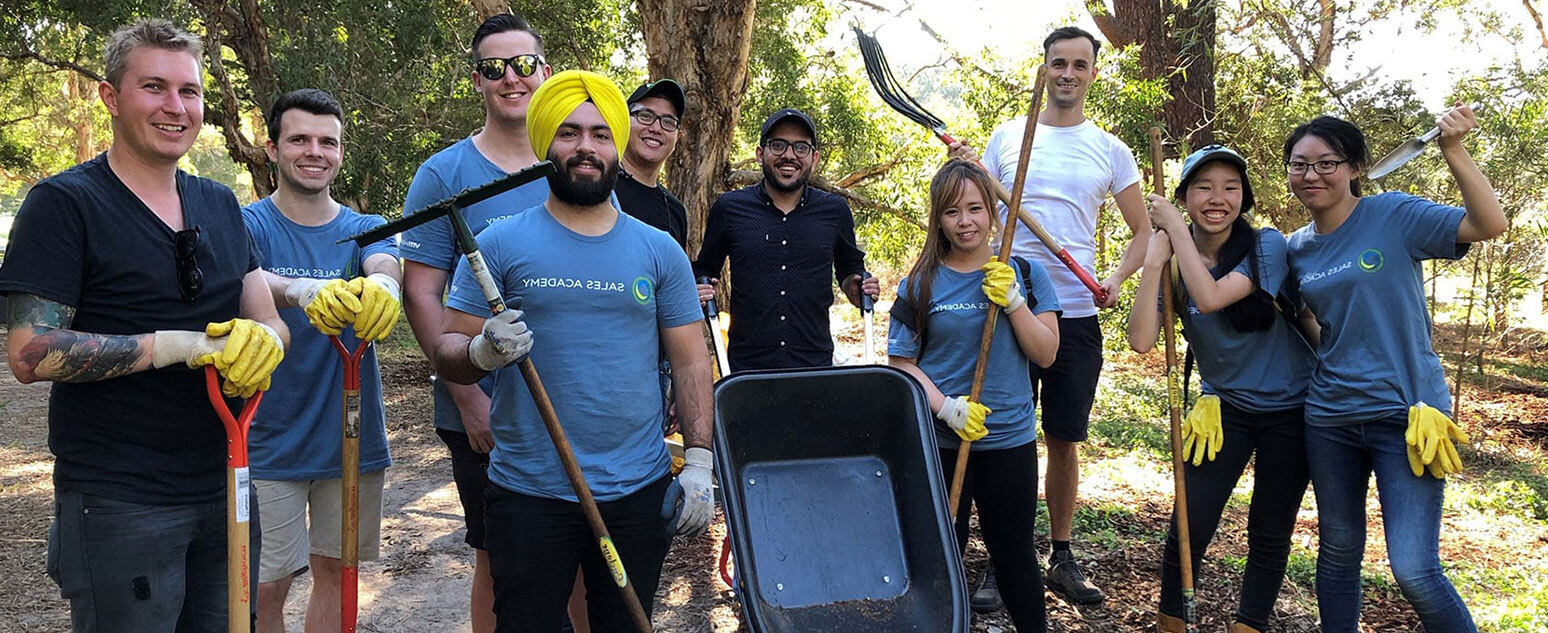 Group of volunteers in park