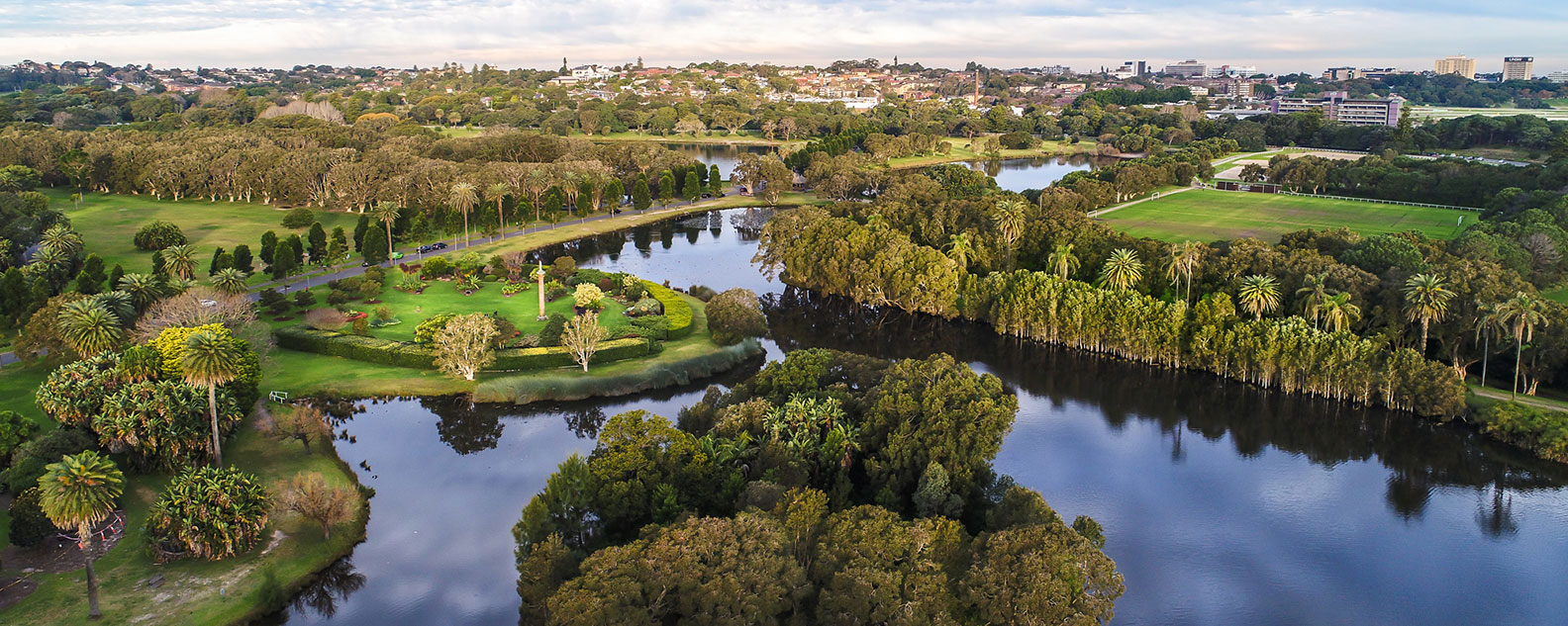 Aerial view over Centennial Park