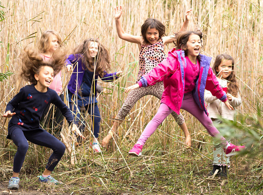 Children jumping and playing.