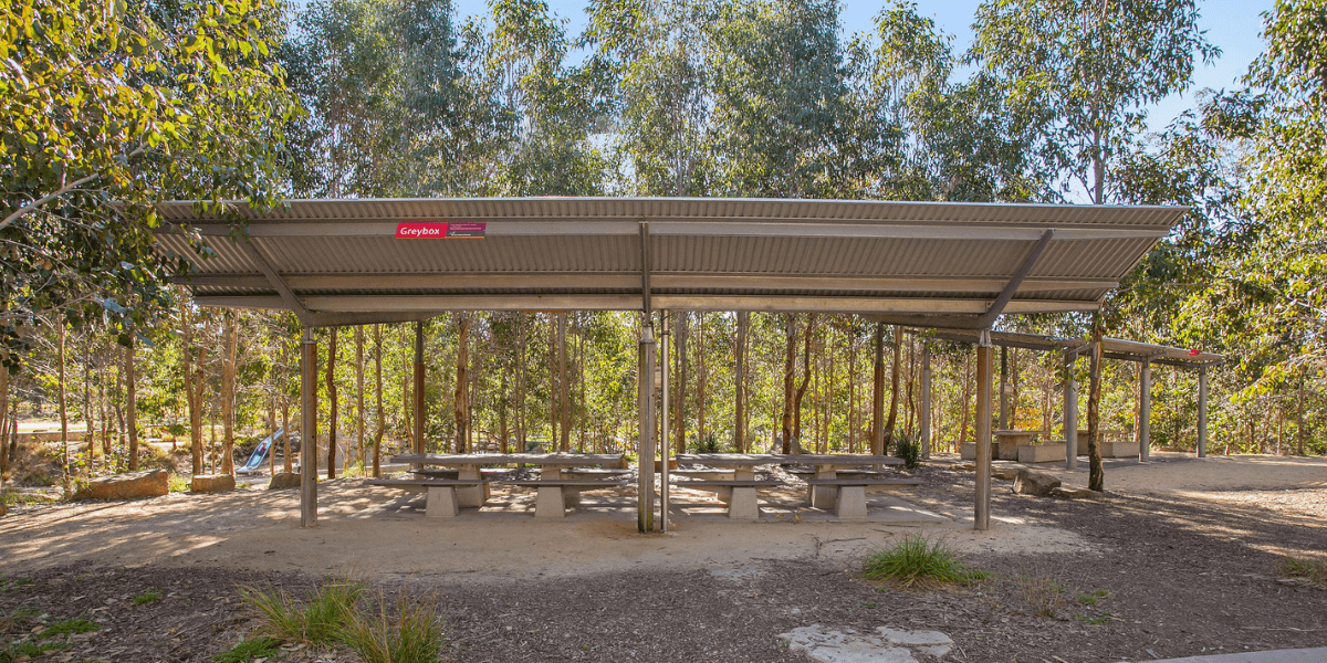 Greybox picnic shelter at Western Sydney Parklands