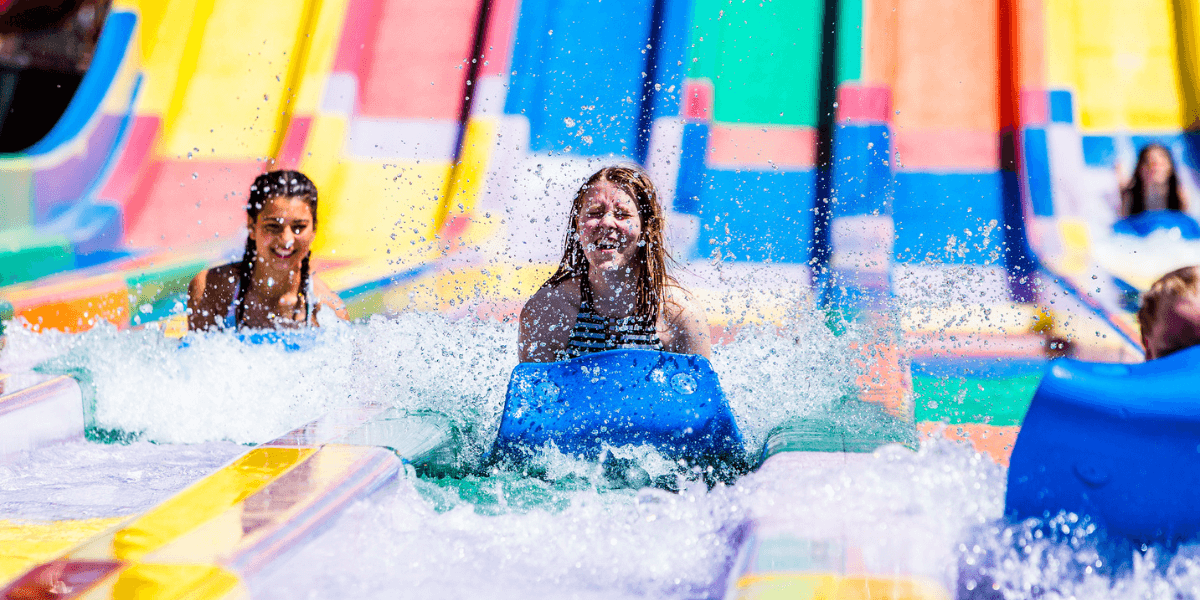 Girl on slide at Raging Waters.