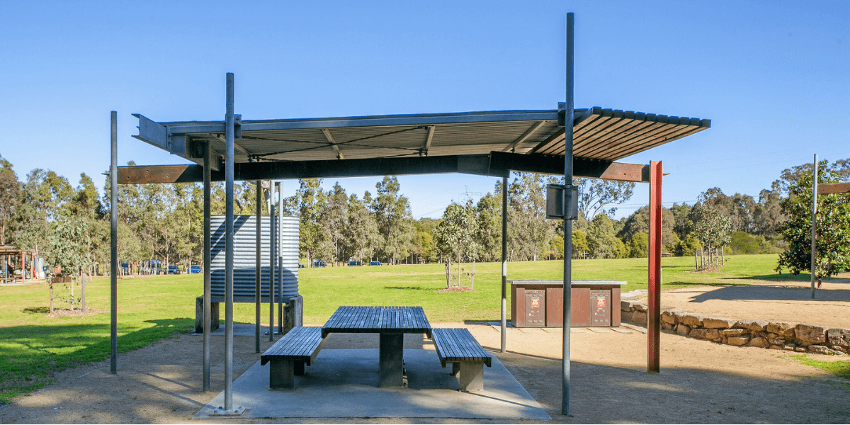 Swan picnic shelter at Western Sydney Parklands