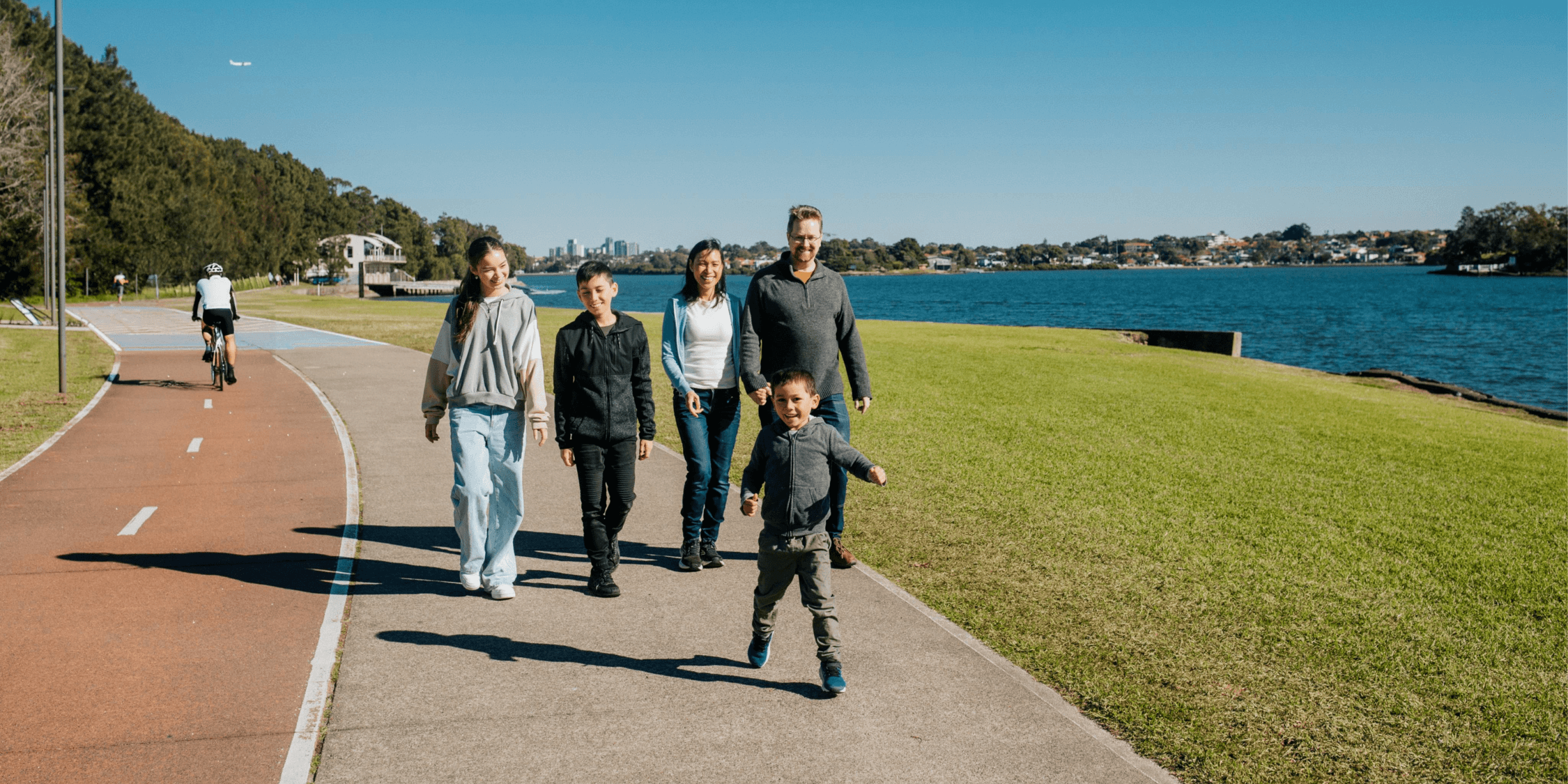 Family on Callan Park Bay Run
