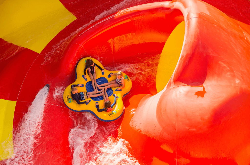 Children on a ride at Raging Waters.